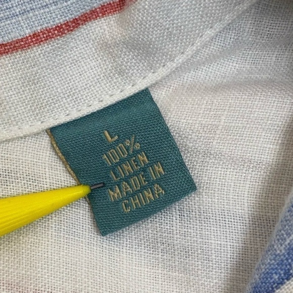 Tommy Bahama Striped Long Sleeve Button Front Linen Shirt Size Large - Picture 10 of 13